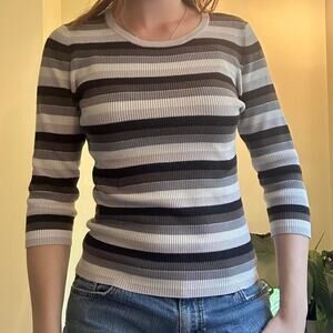 Gap stretch striped stretchy 3/4 sleeve shirt size medium